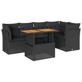 Maison exclusive - salon de jardin 6 pcs avec coussins noir résine tressée