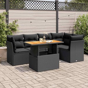 Maison exclusive - salon de jardin 6 pcs avec coussins noir résine tressée