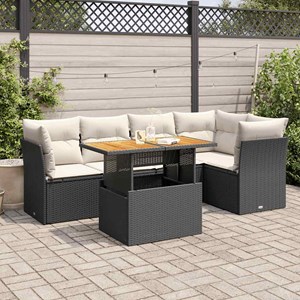 Maison exclusive - salon de jardin 6 pcs avec coussins noir résine tressée