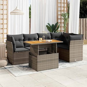 Maison exclusive - salon de jardin 6 pcs avec coussins gris résine tressée