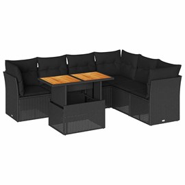 Maison exclusive - salon de jardin 7 pcs avec coussins noir résine tressée