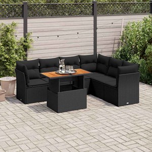 Maison exclusive - salon de jardin 7 pcs avec coussins noir résine tressée