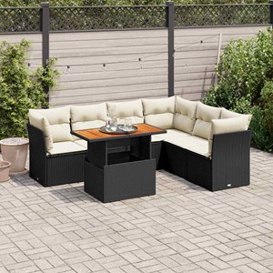 Maison exclusive - salon de jardin 7 pcs avec coussins noir résine tressée