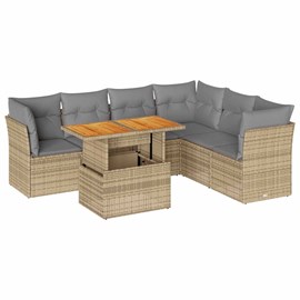 Maison exclusive - salon de jardin avec coussins 7 pcs beige résine tressée