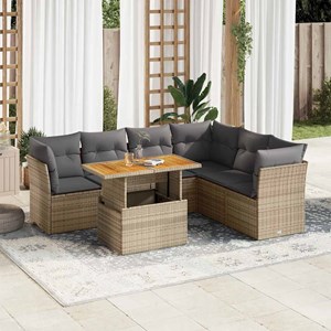 Maison exclusive - salon de jardin avec coussins 7 pcs beige résine tressée