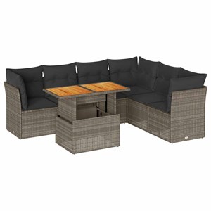 Maison exclusive - salon de jardin avec coussins 7 pcs gris résine tressée