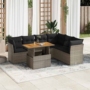 Maison exclusive - salon de jardin avec coussins 7 pcs gris résine tressée