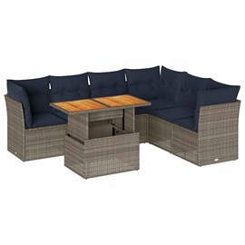 Maison exclusive - salon de jardin avec coussins 7 pcs gris résine tressée