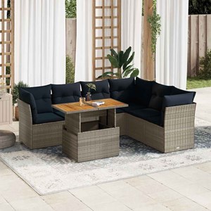 Maison exclusive - salon de jardin avec coussins 7 pcs gris résine tressée