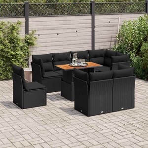 Maison exclusive - salon de jardin 9 pcs avec coussins noir résine tressée