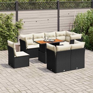 Maison exclusive - salon de jardin 9 pcs avec coussins noir résine tressée