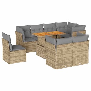 Maison exclusive - salon de jardin avec coussins 9 pcs beige résine tressée