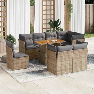 Maison exclusive - salon de jardin avec coussins 9 pcs beige résine tressée