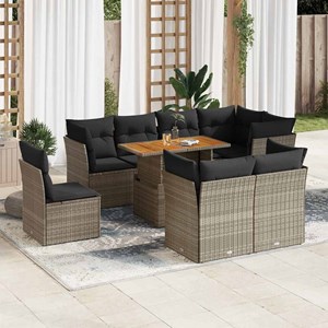 Maison exclusive - salon de jardin 9 pcs avec coussins gris résine tressée