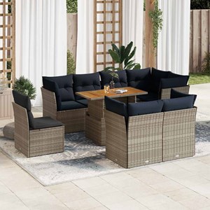 Maison exclusive - salon de jardin 9 pcs avec coussins gris résine tressée