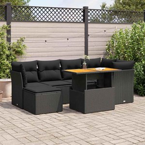 Maison exclusive - salon de jardin 7 pcs avec coussins noir résine tressée