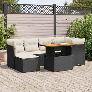 Maison exclusive - salon de jardin 7 pcs avec coussins noir résine tressée