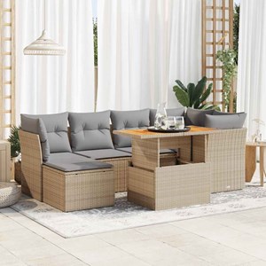 Maison exclusive - salon de jardin avec coussins 7 pcs beige résine tressée