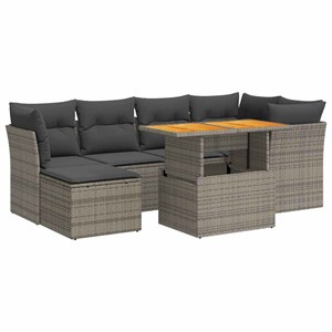 Maison exclusive - salon de jardin avec coussins 7 pcs gris résine tressée