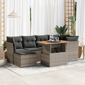 Maison exclusive - salon de jardin avec coussins 7 pcs gris résine tressée