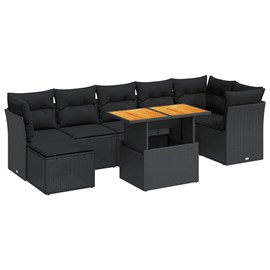 Maison exclusive - salon de jardin 8 pcs avec coussins noir résine tressée
