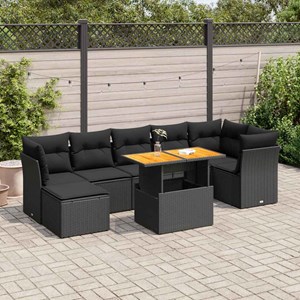 Maison exclusive - salon de jardin 8 pcs avec coussins noir résine tressée