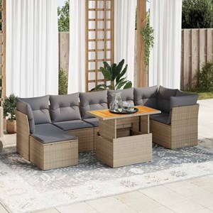 Maison exclusive - salon de jardin avec coussins 8 pcs beige résine tressée
