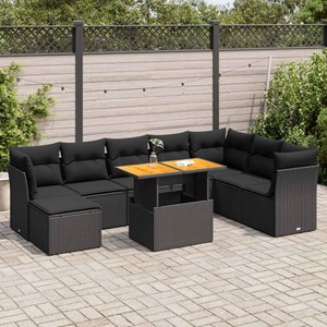 Maison exclusive - salon de jardin 9 pcs avec coussins noir résine tressée