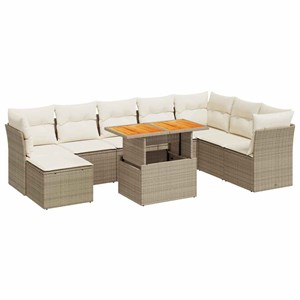Maison exclusive - salon de jardin avec coussins 9 pcs beige résine tressée