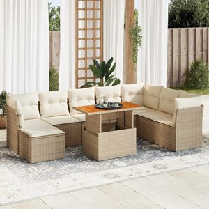 Maison exclusive - salon de jardin avec coussins 9 pcs beige résine tressée