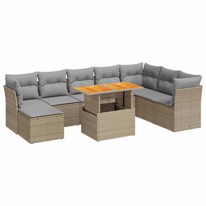 Maison exclusive - salon de jardin avec coussins 9 pcs beige résine tressée