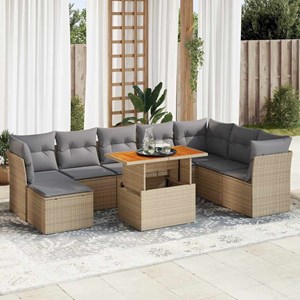 Maison exclusive - salon de jardin avec coussins 9 pcs beige résine tressée