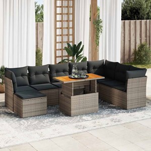 Maison exclusive - salon de jardin 9 pcs avec coussins gris résine tressée