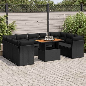 Maison exclusive - salon de jardin 10 pcs avec coussins noir résine tressée