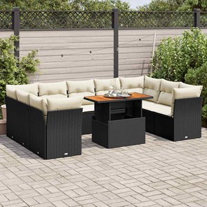 Maison exclusive - salon de jardin 10 pcs avec coussins noir résine tressée
