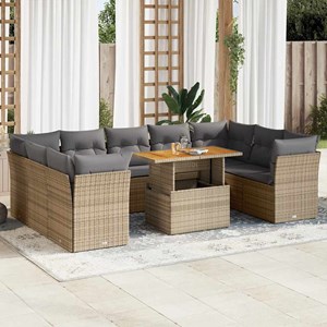 Maison exclusive - salon de jardin avec coussins 10 pcs beige résine tressée