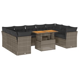 Maison exclusive - salon de jardin avec coussins 10 pcs gris résine tressée