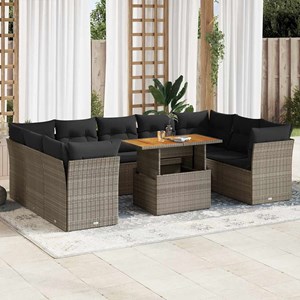 Maison exclusive - salon de jardin avec coussins 10 pcs gris résine tressée