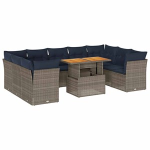 Maison exclusive - salon de jardin avec coussins 10 pcs gris résine tressée