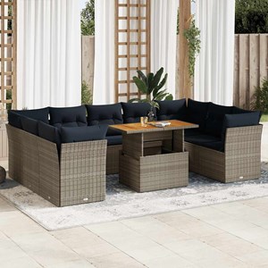 Maison exclusive - salon de jardin avec coussins 10 pcs gris résine tressée