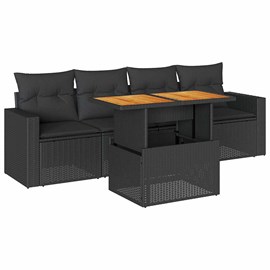 Maison exclusive - salon de jardin 5 pcs avec coussins noir résine tressée