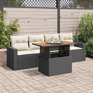 Maison exclusive - salon de jardin 5 pcs avec coussins noir résine tressée