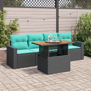 Maison exclusive - salon de jardin 5 pcs avec coussins noir résine tressée