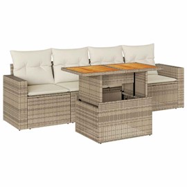 Maison exclusive - salon de jardin avec coussins 5 pcs beige résine tressée