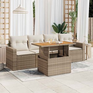 Maison exclusive - salon de jardin avec coussins 5 pcs beige résine tressée