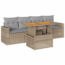 Maison exclusive - salon de jardin avec coussins 5 pcs beige résine tressée