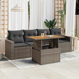 Maison exclusive - salon de jardin 5 pcs avec coussins gris résine tressée
