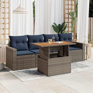 Maison exclusive - salon de jardin 5 pcs avec coussins gris résine tressée
