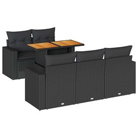 Maison exclusive - salon de jardin 6 pcs avec coussins noir résine tressée