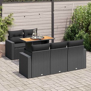 Maison exclusive - salon de jardin 6 pcs avec coussins noir résine tressée